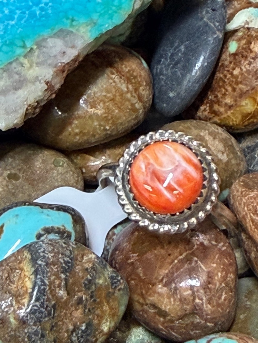 Orange Spiny Silver Ring - Women's Jewelry